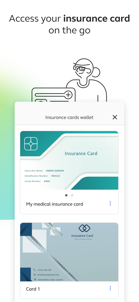 Alight Mobile - Digital insurance cards wallet in the Alight Mobile app interface