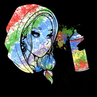 a realistic girl, spray painting