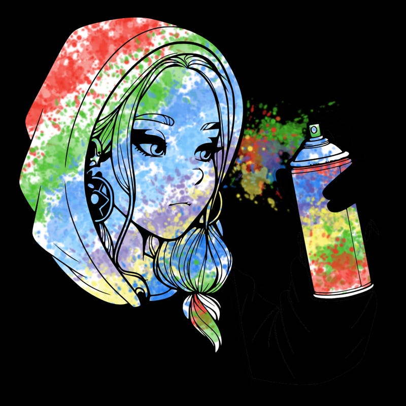 a realistic girl, spray painting