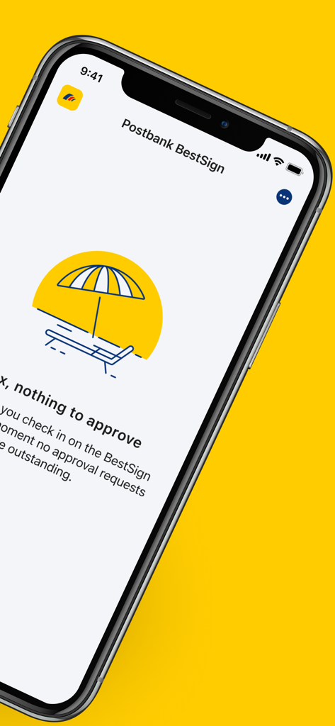 Postbank BestSign - Screenshot der Postbank BestSign App, der keine ausstehenden Autorisierungsanfragen anzeigt