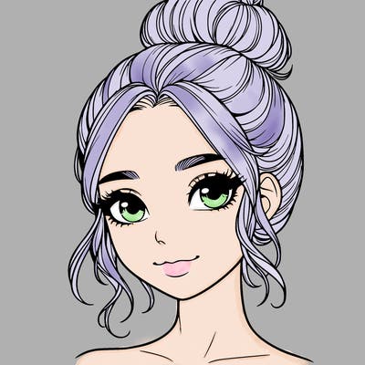 realistic pretty girl with hair in bun