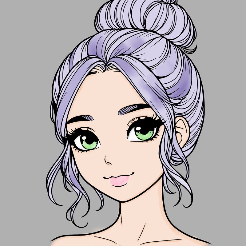 realistic pretty girl with hair in bun