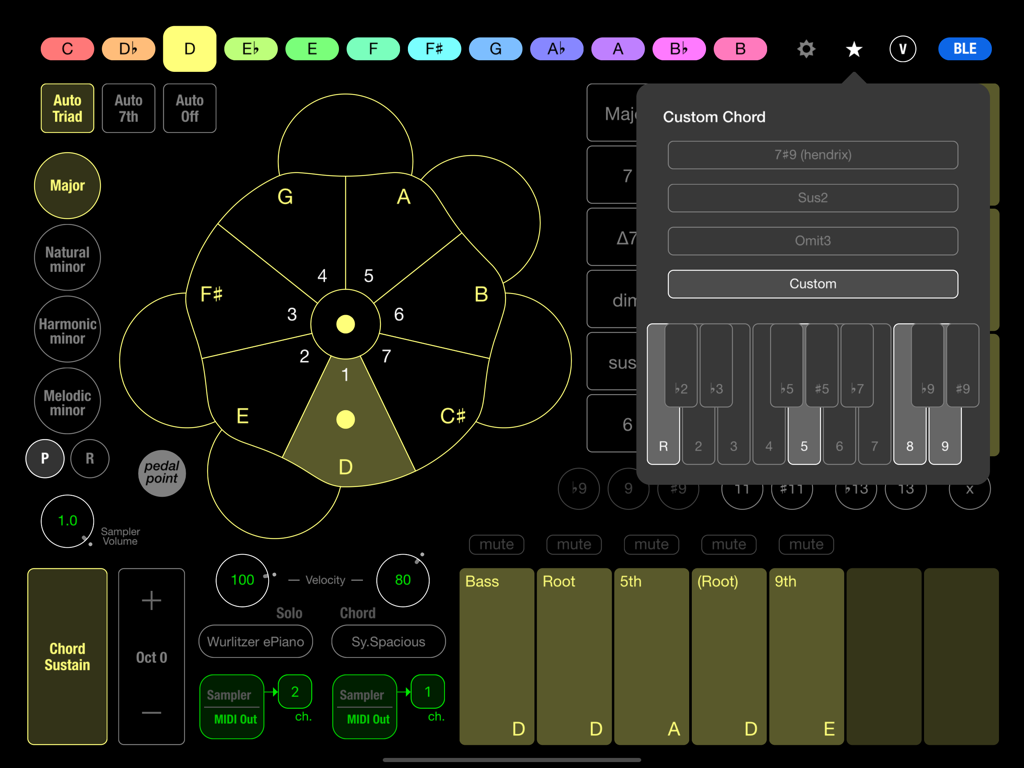 Chordy 2 - The custom chord editor and music production interface of the Chordy 2 app on iPad.