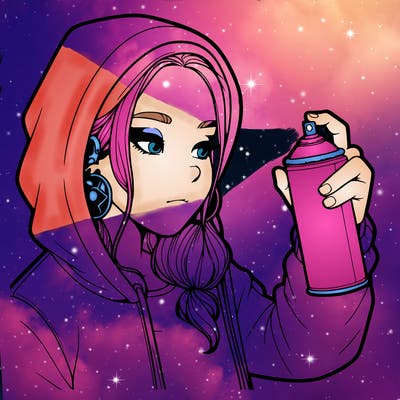 a realistic girl, spray painting