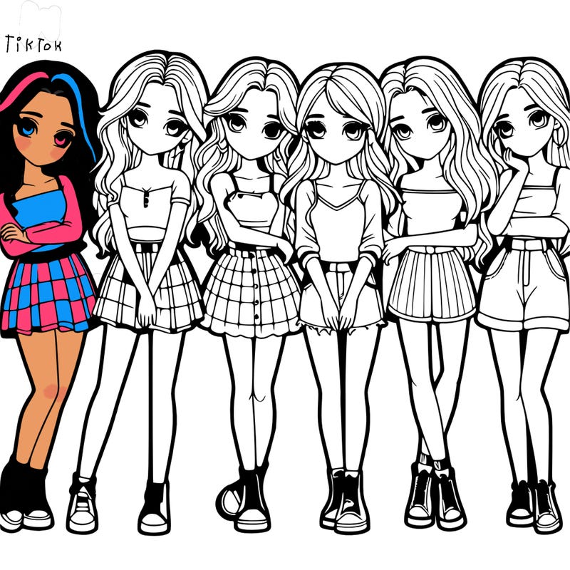 a group of girls realistic