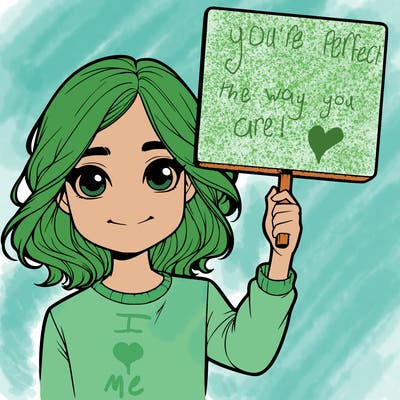 realistic girl holding up a sign