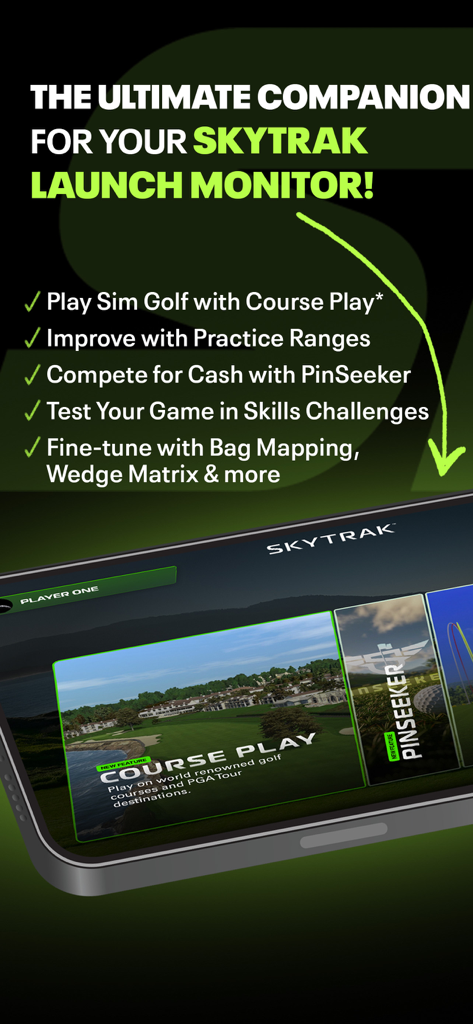Overview of SKYTRAK companion app features for golf launch monitors.