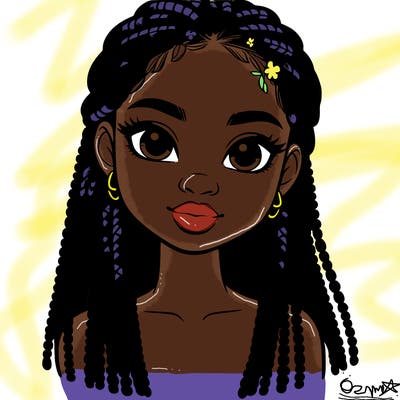 a realistic black girl with braids