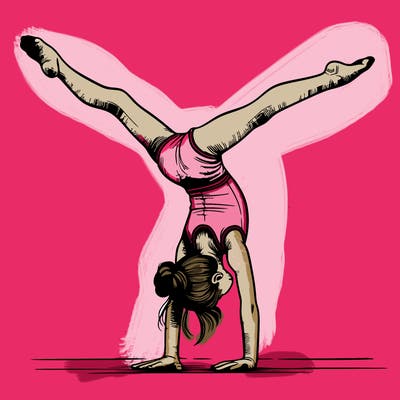 realistic gymnastic hand stand girl in four splits