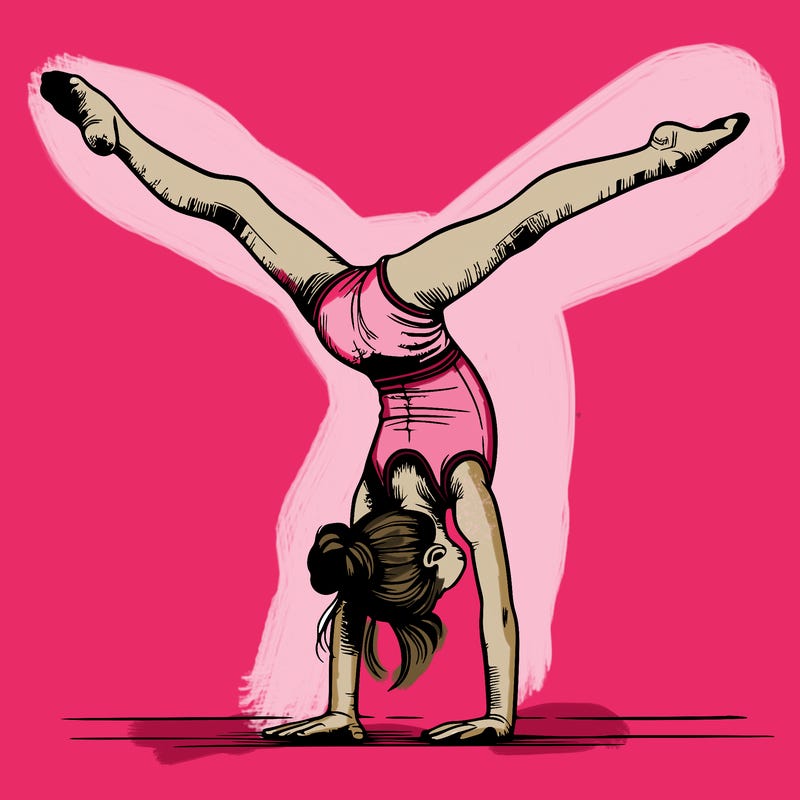 realistic gymnastic hand stand girl in four splits