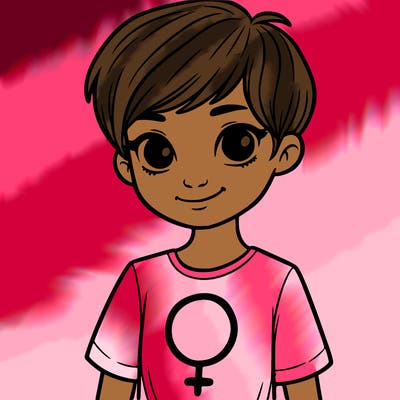 girl with pixie cut and feminist shirt