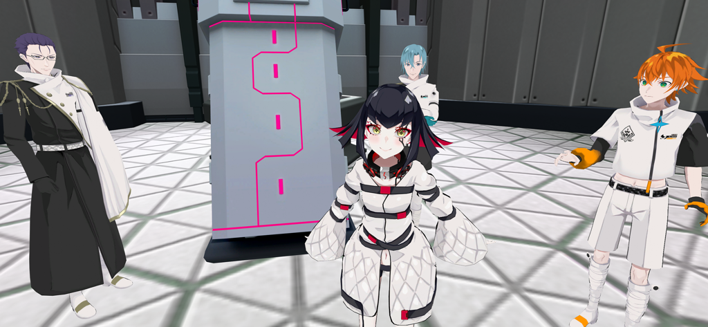 ALTDEUS: Beyond Chronos - Main characters from ALTDEUS Beyond Chronos standing in a futuristic room