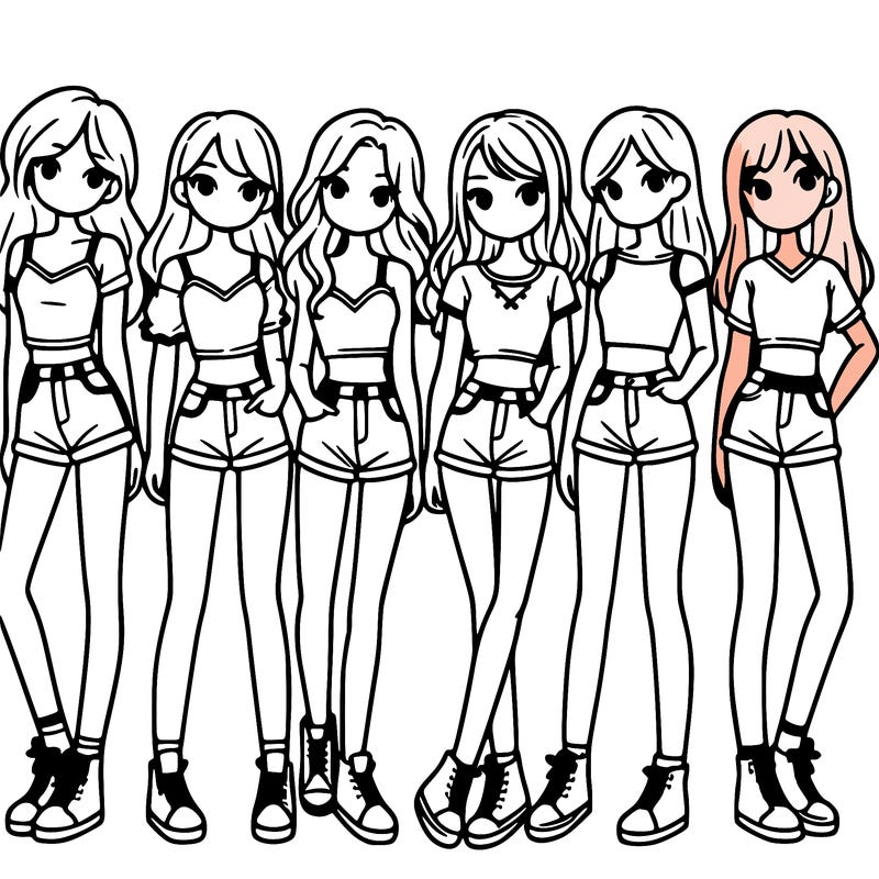 a group of girls wearing crop tops and shorts