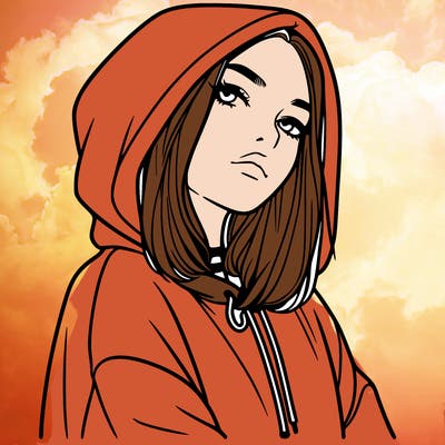 a realistic girl in a hoodie