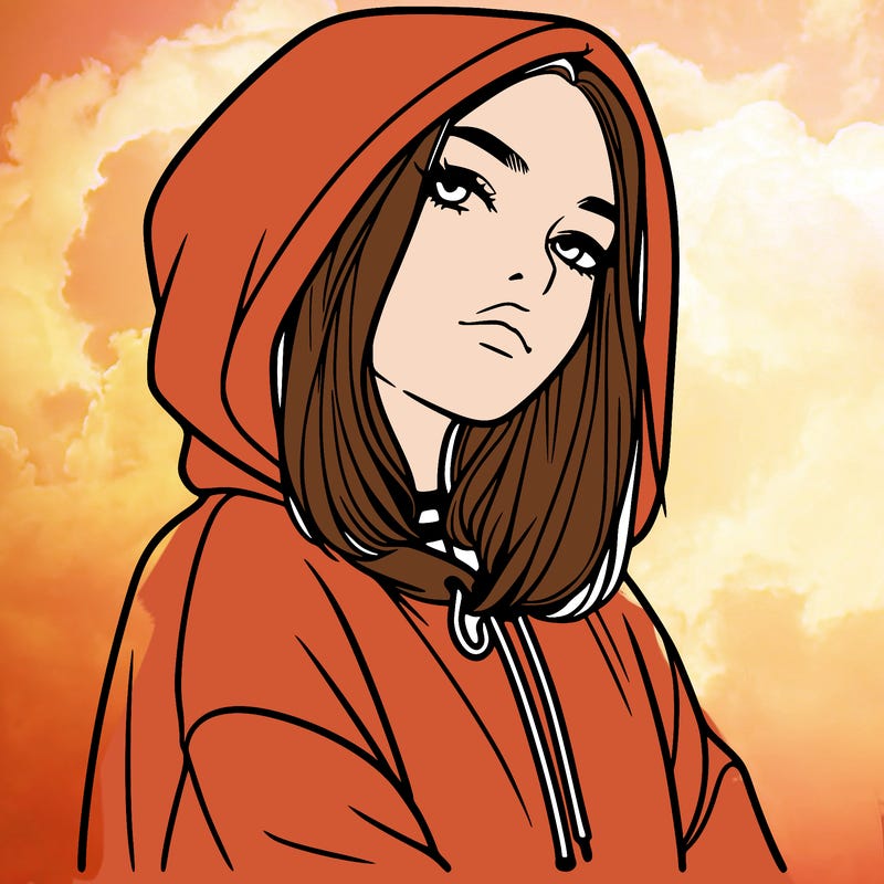 a realistic girl in a hoodie