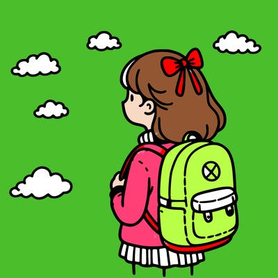 a girl with a backpack