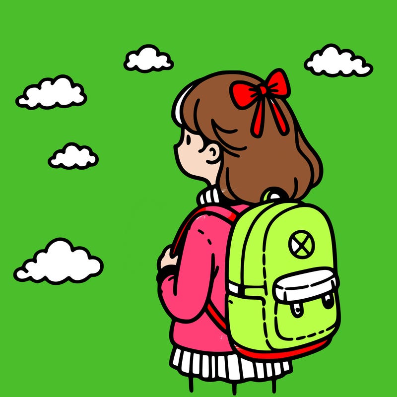 a girl with a backpack