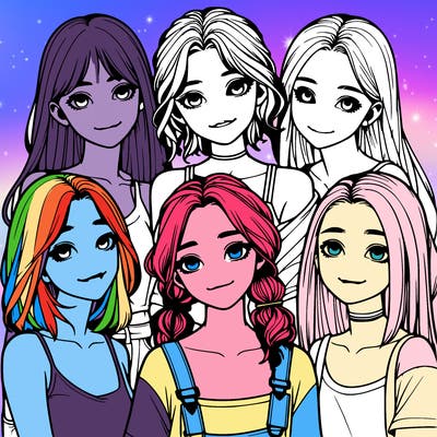 a group of girls realistic