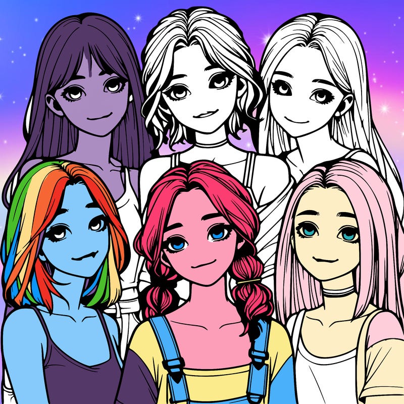 a group of girls realistic