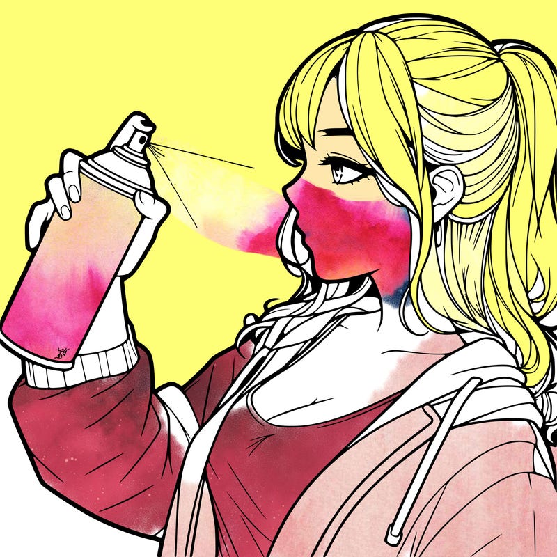a realistic girl spray, painting