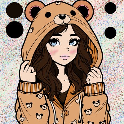 realistic girl in a animal pjs hoodie