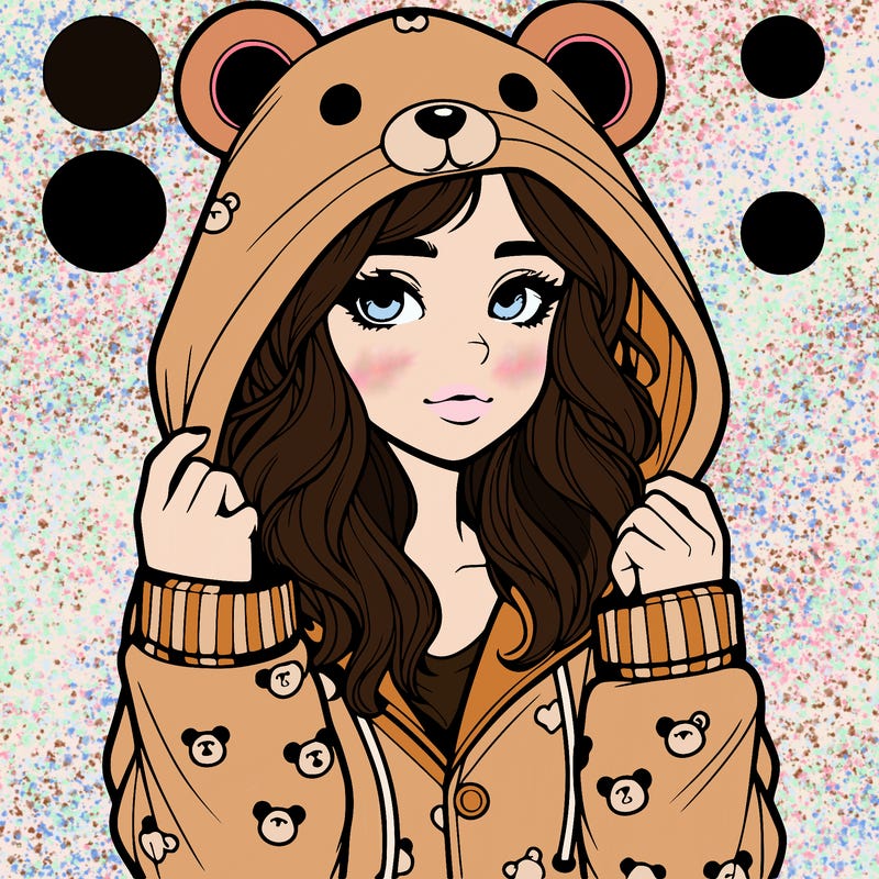 realistic girl in a animal pjs hoodie