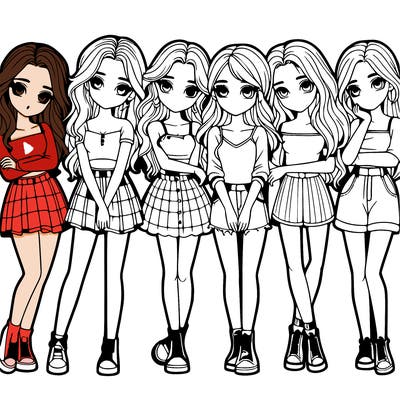 a group of girls realistic