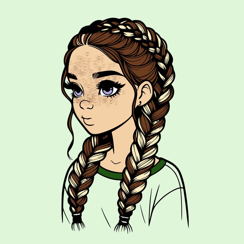 realistic girl with braids