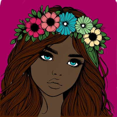 realistic girl with flowers crown