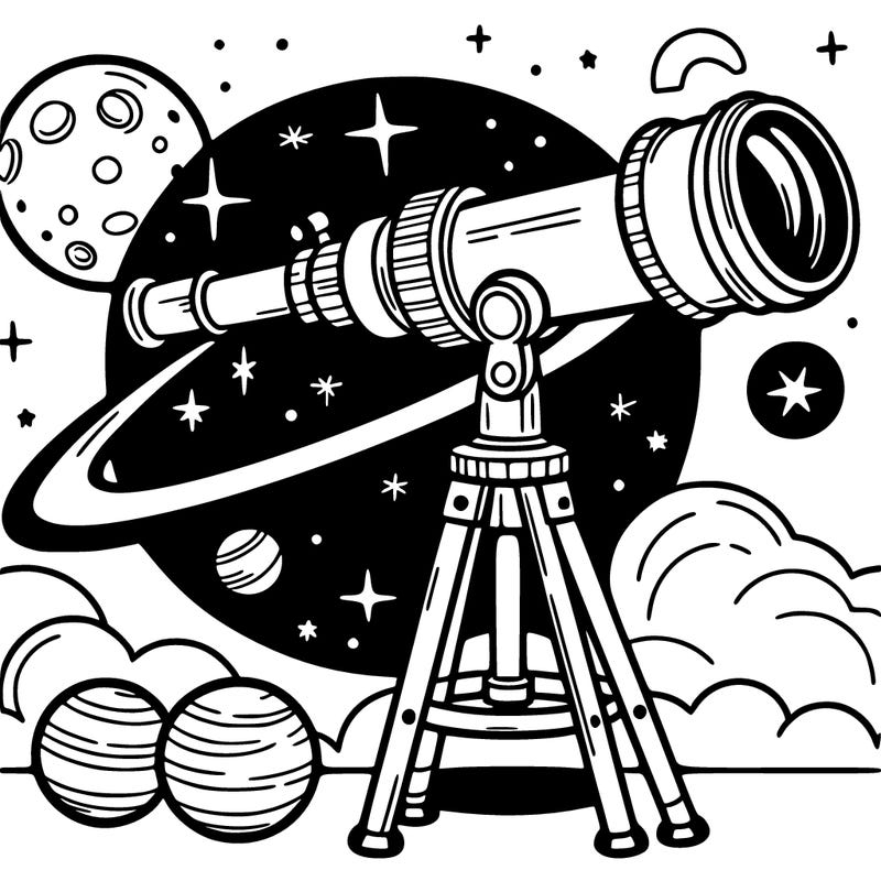 a telescope view with stars and planets