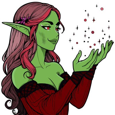 realistic elf girl doing magic