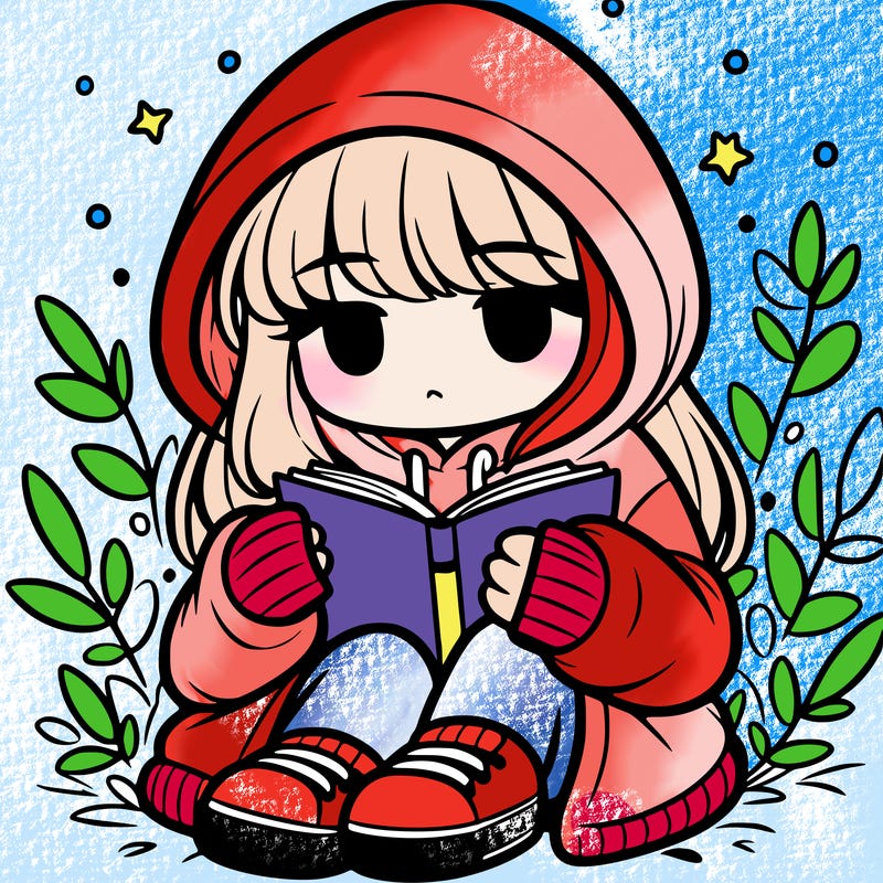 girl in oversized hoodie reading a book