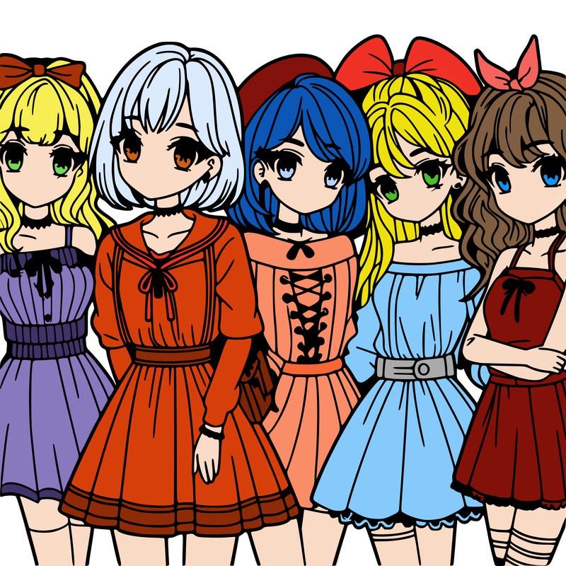 group of teen manga girls