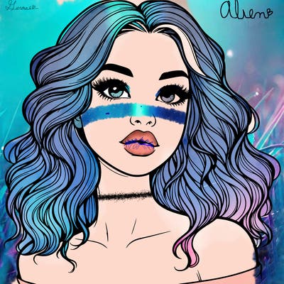 realistic girl with wavy hair and lips