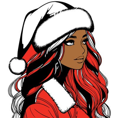 realistic girl in santa hat