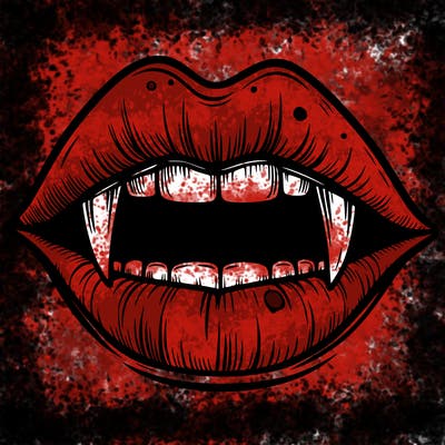 lips with vampire teeth