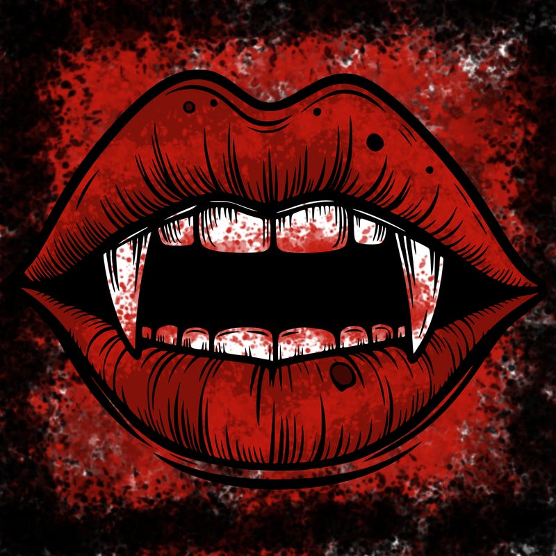 lips with vampire teeth