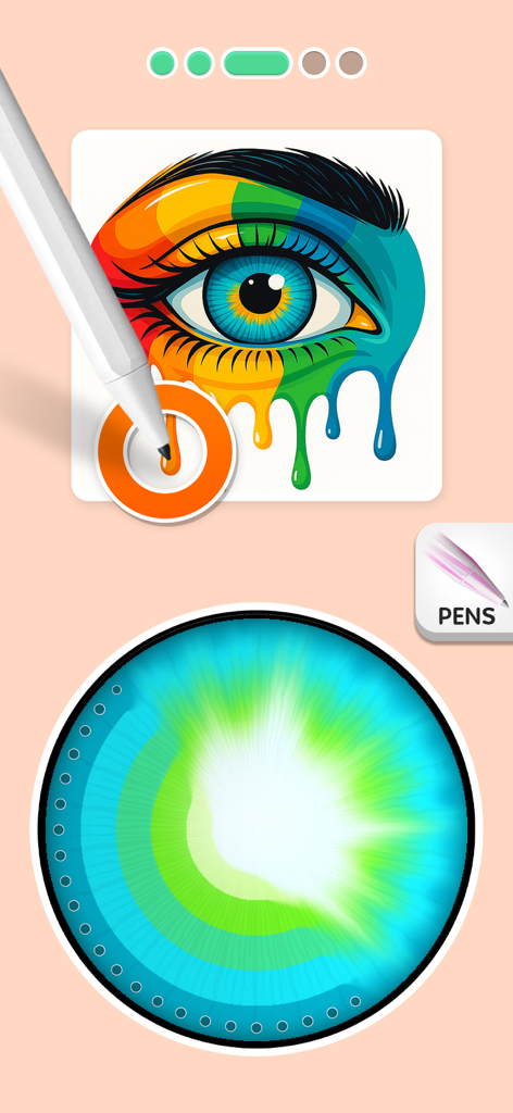 Digital rainbow eye makeup design with dripping paint in Eye Color Mix game