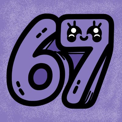 the numbers 67