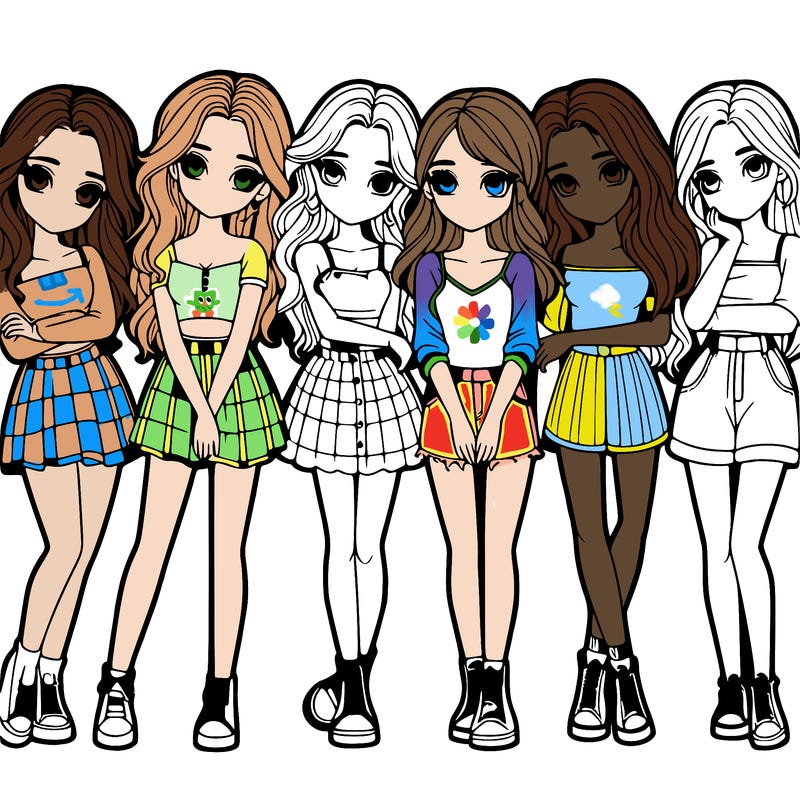 a group of girls realistic