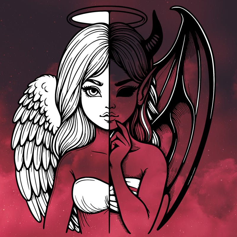 realistic angel half demon