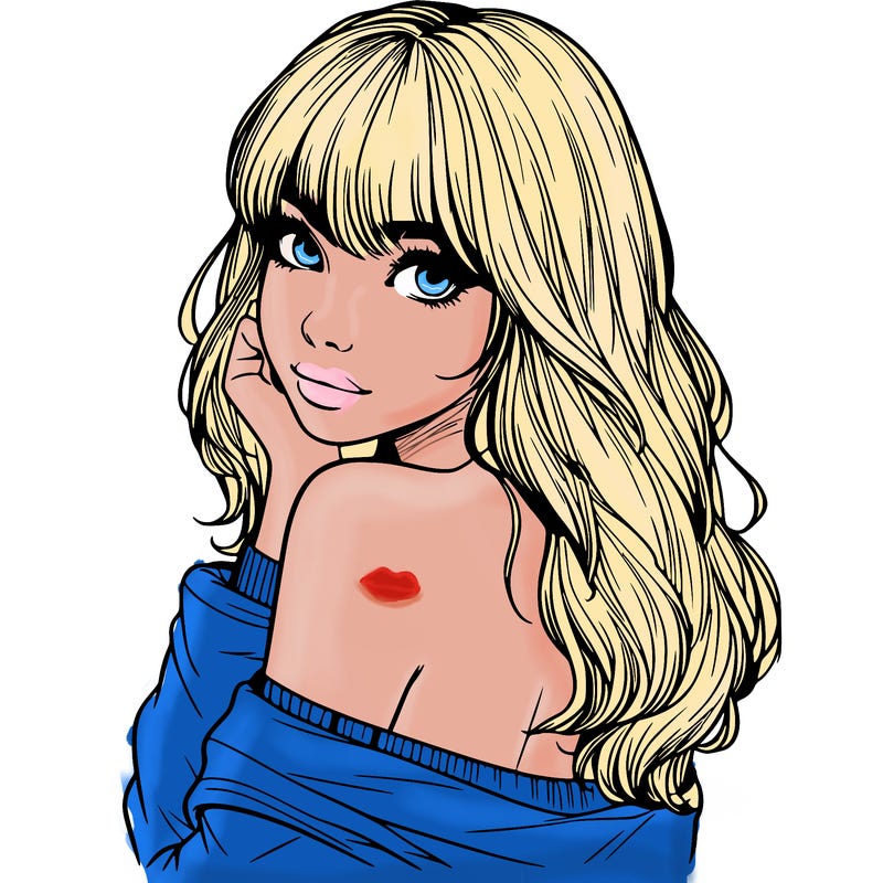 realistic girl with bangs looking over her shoulder