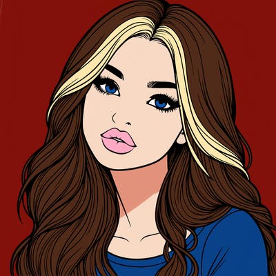 realistic girl with hair on her hair and lips