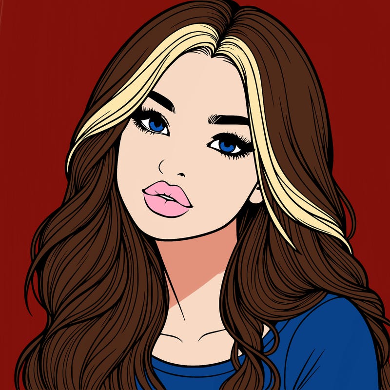 realistic girl with hair on her hair and lips