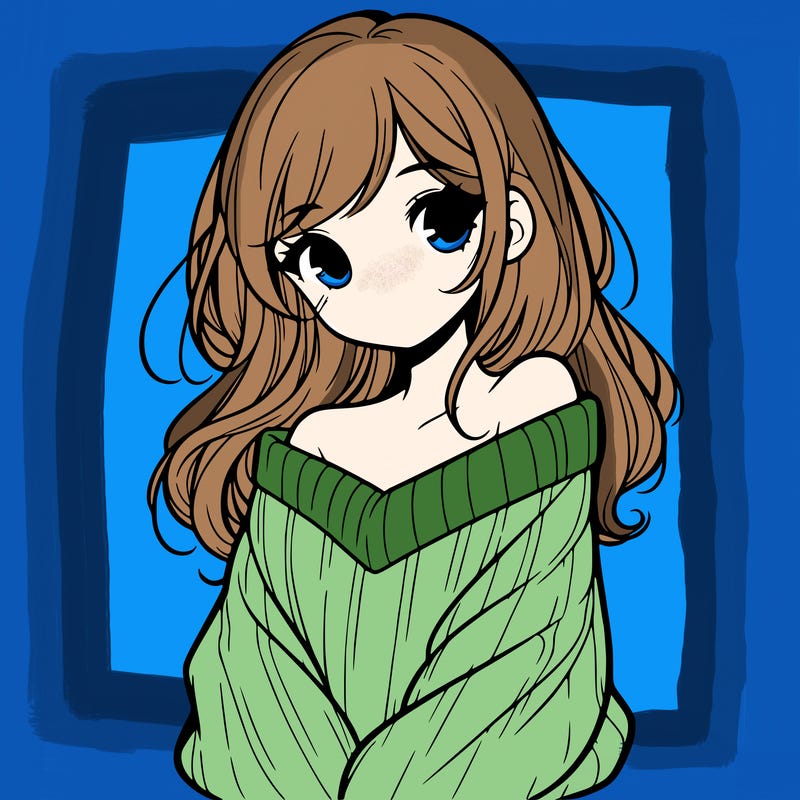 shy pretty girl wearing a sweater that is falling off one shoulder portrait