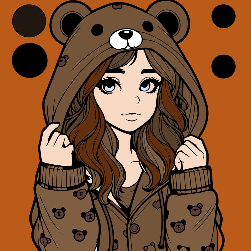 realistic girl in a animal pjs hoodie