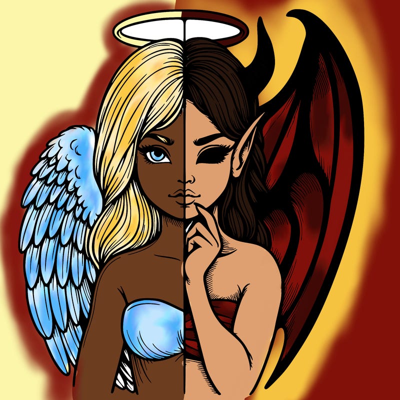 realistic angel half demon