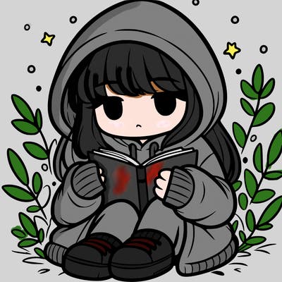 girl in oversized hoodie reading a book