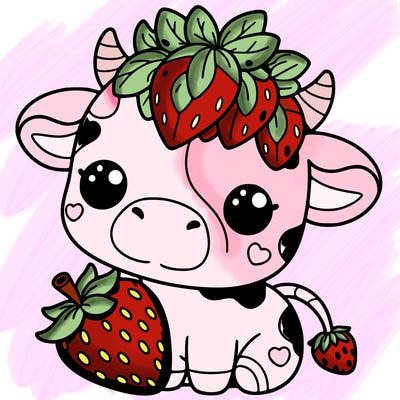 cute strawberry cow