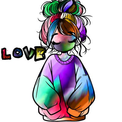 girl with baggy sweatshirt and messy bun